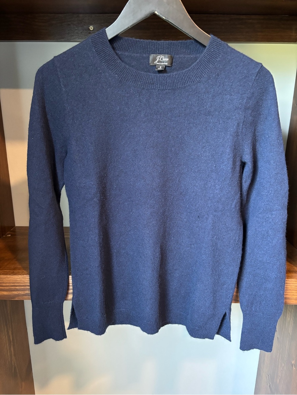 J. Crew Women's Navy Cashmere Crewneck Sweater